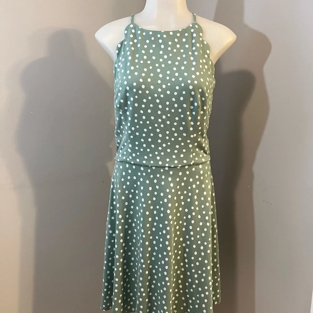 BCX Green Halter Sundress Sleeveless Mini - Picture 2 of 15